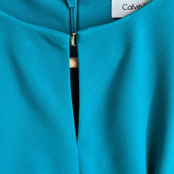 COPY - Calvin Klein Tailored Business Dress with Belt Teal Size 0p zero petite … - Picture 3 of 6